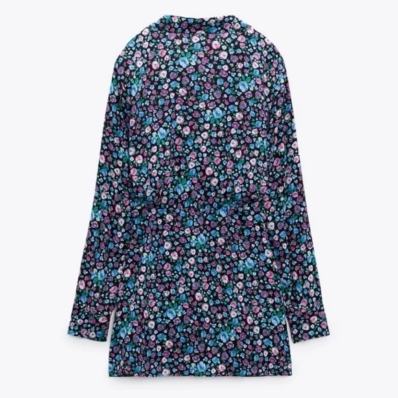Zara Floral Short Satin Dress - Picture 5 of 10